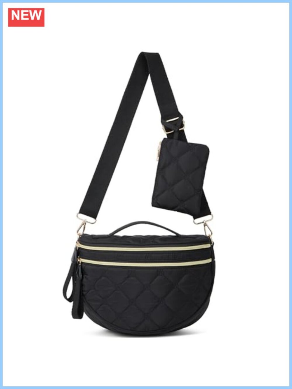 Quilted Puffer Crossbody Bum Bag Waterproof Nylon RFID Detachable Pouch